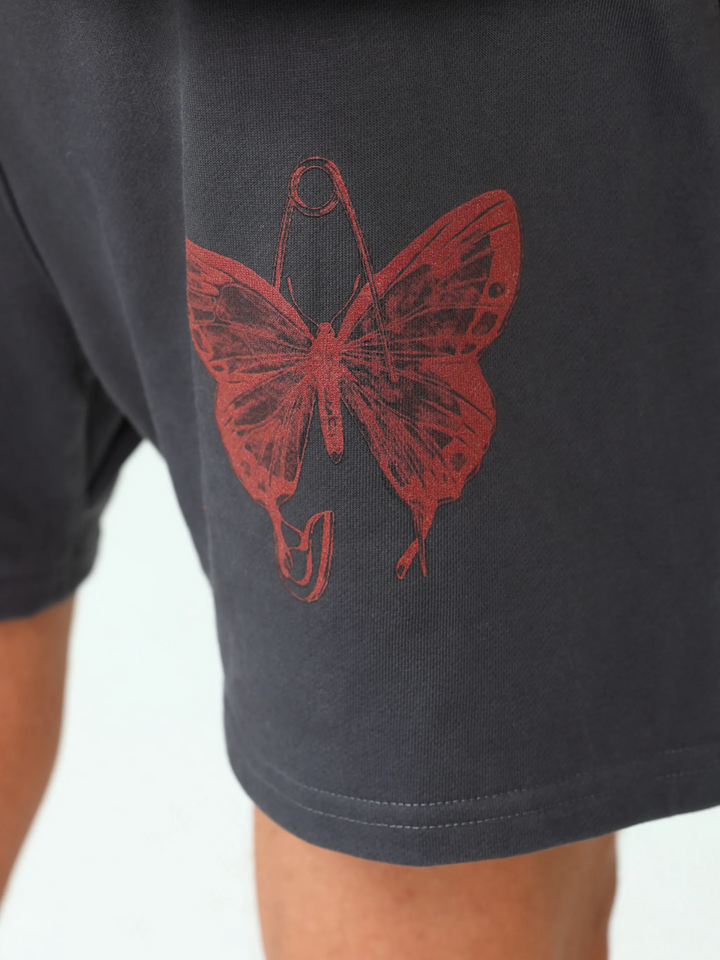 SHA. cardinal. butterfly. mens heavyweight cotton shorts