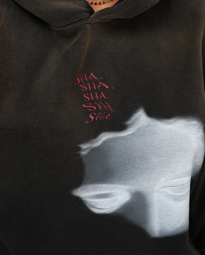 SHA. cardinal. nom de plume. unisex washed dyed hoodie