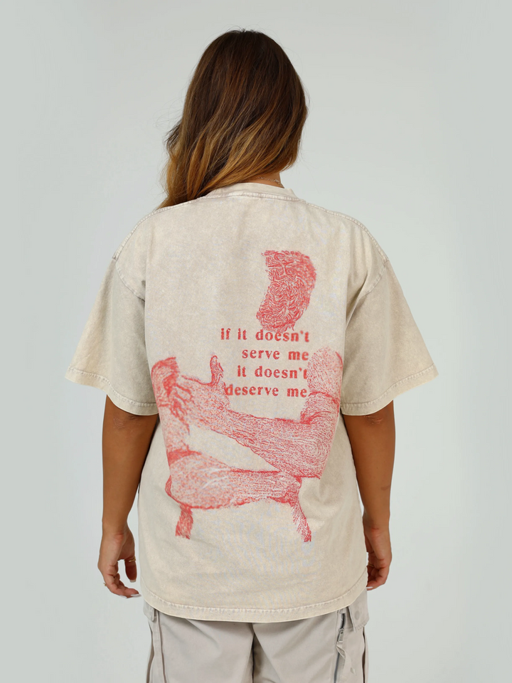 SHA. cardinal. deserving. unisex washed tee