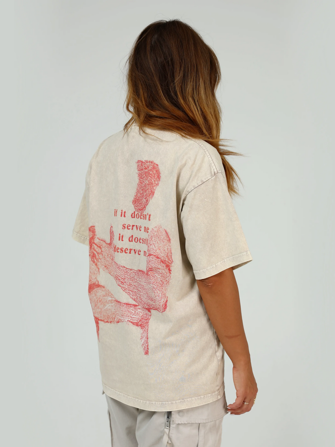 SHA. cardinal. deserving. unisex washed tee