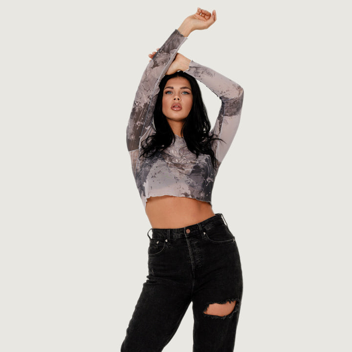 SHA. polar. hilly. mesh long sleeve crop top