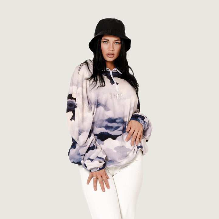 SHA. blue moon. keep it cloudy. half zip unisex sweatshirt