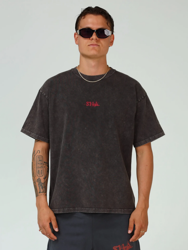 SHA. cardinal. deserving. unisex washed tee